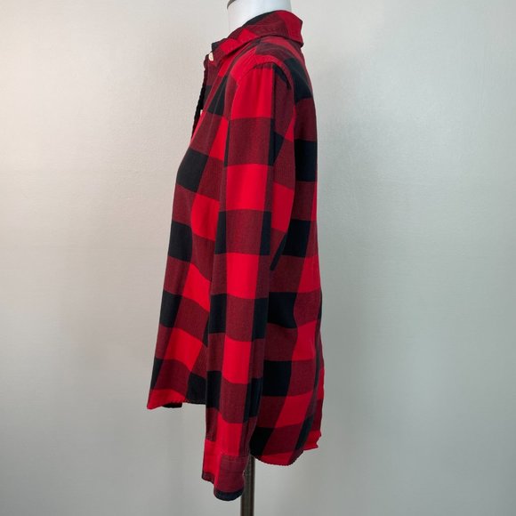 Levi's Top XS Red Black Buffalo Check Plaid Flannel Boyfriend Fit Shirt Women's - Picture 4 of 13